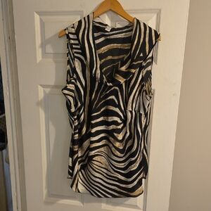 Kenneth Cole New York Zebra Print Cowl Neck Blouse